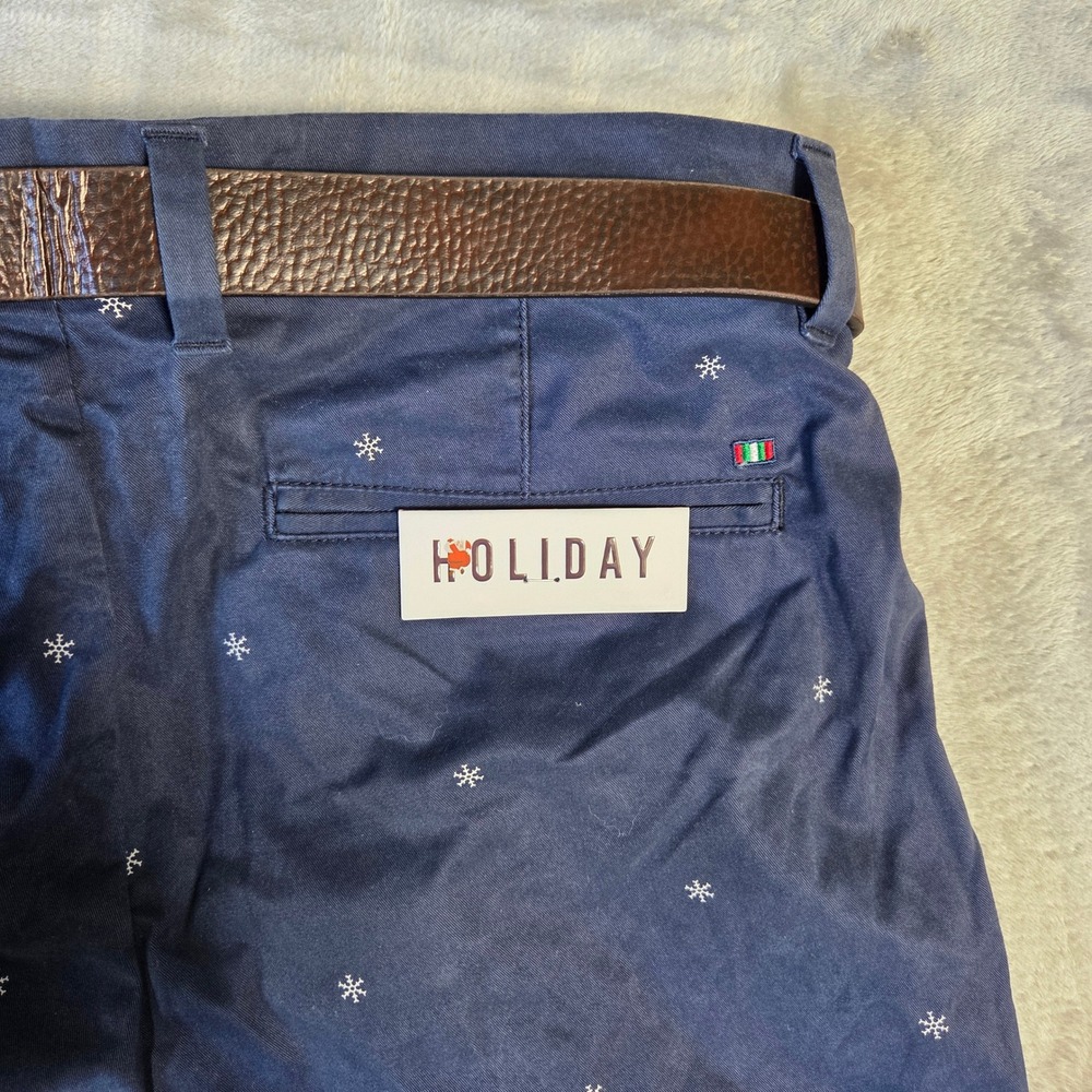 Denim & Flower Ricky Singh Slim Fit Pants Mens 30 Snowflake Print Career Holiday - Picture 6 of 8